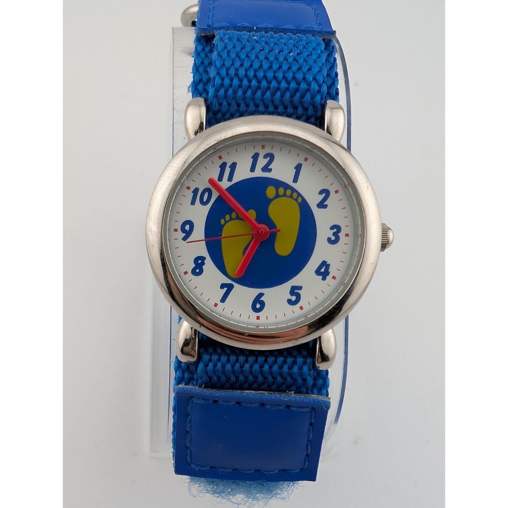 Footprints in‎ the Sand Kids Watch 28mm Case Blue Nylon Band- New Battery